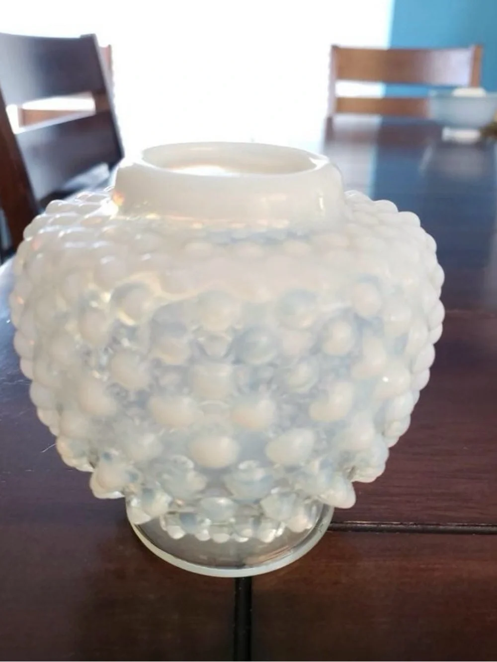 Vintage Fenton Opalescent Hobnail Vase - White